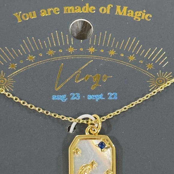 Virgo Zodiac Necklace – 14k Gold Dipped, Mother of Pearl - Picture 3 of 5